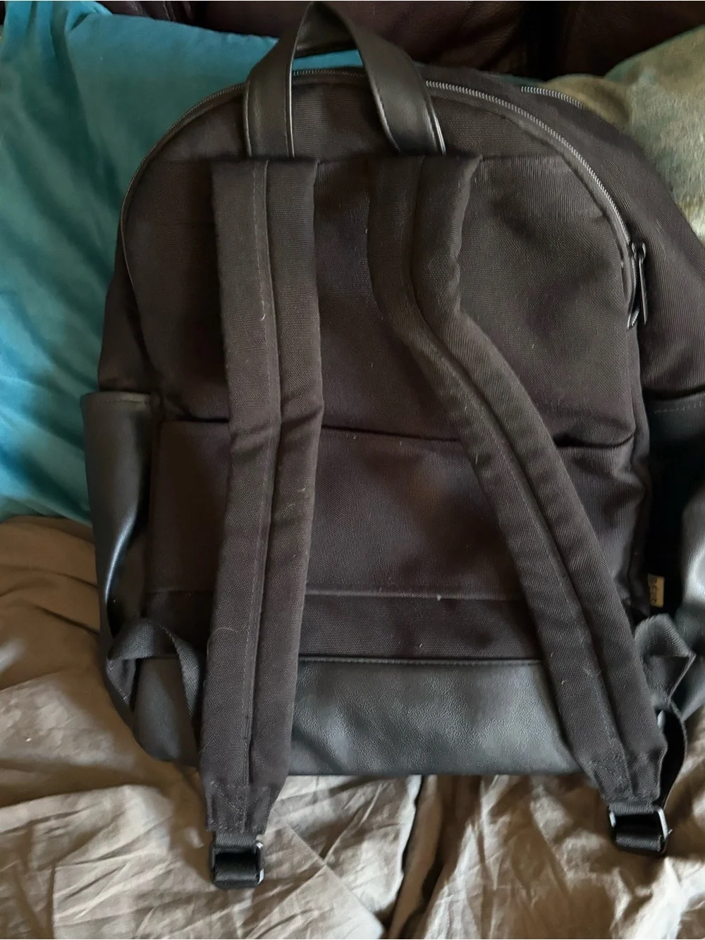 BEIS the Travel Backpack in Black & Pleather 17x14